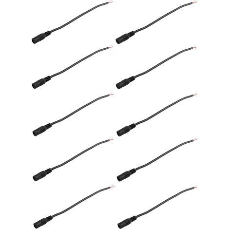 10x Câble alimentation 15cm souple ruban LED avec fil électrique noir + rouge et prise connecteur jack femelle étanche transformateur (1/4)