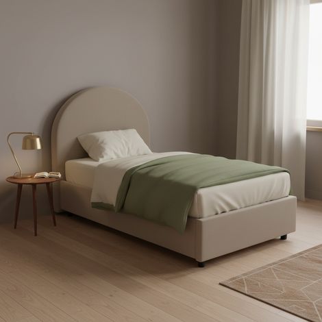 Talamo Italia Einzelbett Ginevra, Containerbett mit Kunstlederbezug, 100% Made in Italy, Frontöffnung, passend für Matratze 80x190 cm, Turteltaube (1/4)