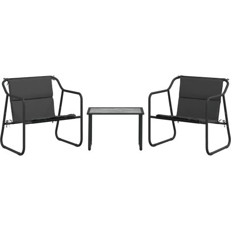 Juego muebles de jardín 3 pzas y cojines acero gris antracita vidaXL (1/4)