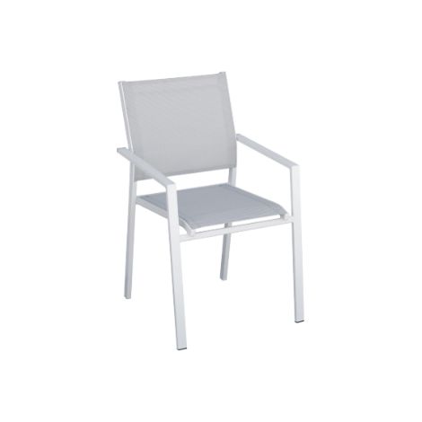 Sedia in alluminio bianco e textilene grigio MALIGI HOME MG-ATALA Grigio (1/5)