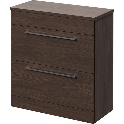 Napoli 390 Brown Oak 800mm 2 Drawer Vanity Unit for Countertop Basins - 800mm - Chrome 480mm Handle