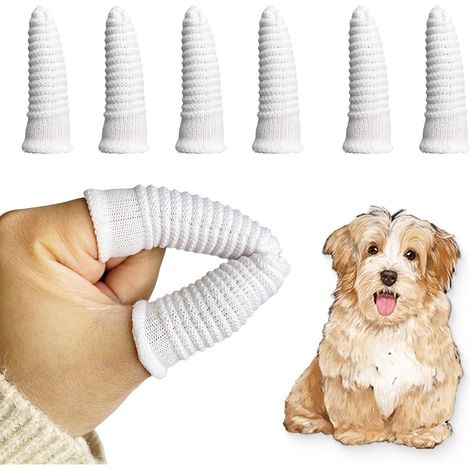Brosses D'hygiène Dentaires, Brosse a Dent Chien Doigtier, D'animal Familier en tissu, Anti Plaque Dentaire pour Le Chien et Le Chat(8 pièces) (1/5)