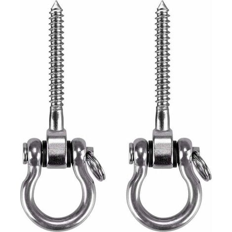 2 Pièces Crochet a Visser, Acier Inoxydable 304 Robuste 180° Crochet Plafond pour Aire de Jeux Intérieure Extérieure Yoga, Hamac,Corde, Balançoire, Suspendue Chaise, Sac de Boxe, Max 450kg (1/5)
