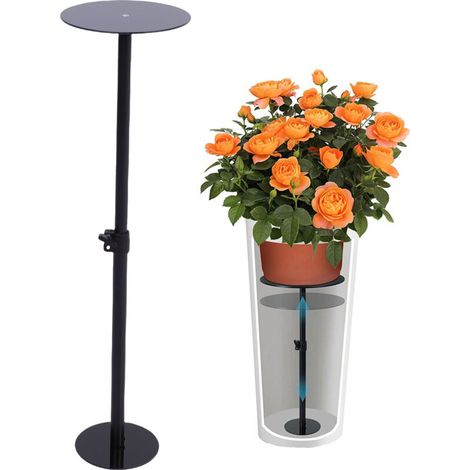 Rehausseur de plantes à hauteur réglable pour pots intérieurs, en acier au carbone, pour pots coniques hauts d'intérieur et d'extérieur (longueur : 43 à 81 cm). (1/5)