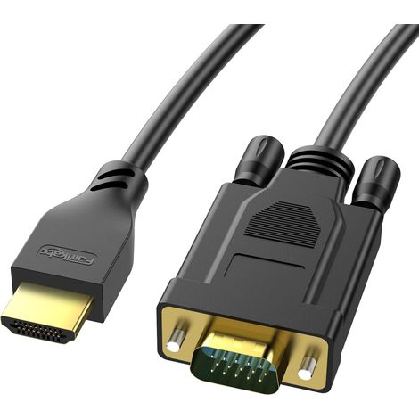 Câble HDMI Vers VGA 1,8 m, Adaptateur 1080P 60Hz Unidirectionnel Pour Ordinateur Portable, PC, Projecteur, TV (1/5)