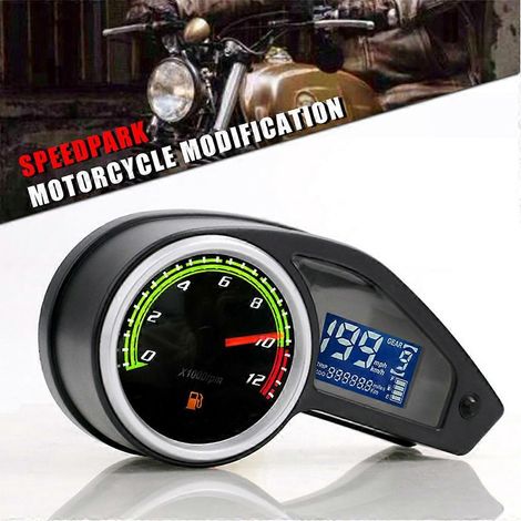 Compteur de vitesse numérique pour scooter et moto, monté sur guidon, avec jauge à carburant. (1/4)
