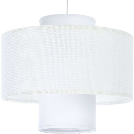 Suspension jute et lin blanc design ajustable lumière douce - Blanc cassé et beige naturel (1/5)