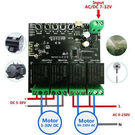 modules de commutation WiFi Tuya Switch 4 canaux avec relais sans fil, application Smart Life et minuterie intelligente pour maison connectée. (1/5)