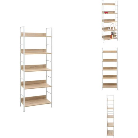 Bibliothèque à 5 niveaux chêne 60x27,6x158,5 cm bois ingénierie - Bibliothèque Murale - Étagère Ouverte - Bibliothèque Industrielle - Rangement Intérieur - Meubles Salle À Manger (1/5)