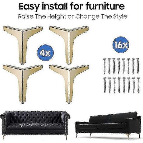 Pieds de meubles de 17,5 cm, ensemble de 4 pieds de meubles triangulaires modernes en métal en forme de losange, remplacement DIY F 26-27 (1/5)