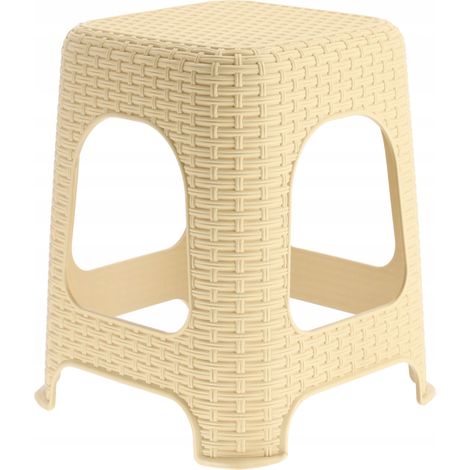 KADAX Hocker aus Kunststoff, Tritthocker bis 120 kg, Beige