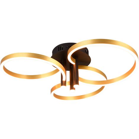 Plafonnier LED Caruso Trio 3 anneaux laiton/noir 43W (1/5)