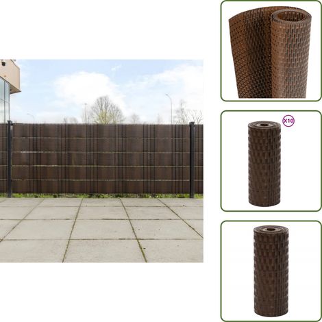 Balkon-Sichtschutze 10 Stk. Braun Schwarz 255x19 cm Poly Rattan - Balkonsichtschutz - Sichtschutz Balkon - Gartenzäune - Privacy Screen - Sonnenschutz (1/5)