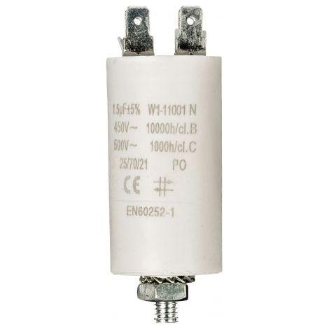Condensador 1.5 uF 450 V Faston 1 uds. 1.5 uF Blanco (1/4)