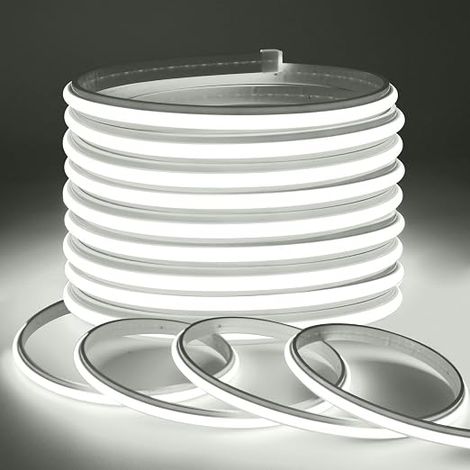 COB LED Neon Light, Flexible Neon Led Strip 230V 240 LEDS/M IP65 Waterproof Sticker Flex Strip Light for Indoor/Outdoor (White, 2M) (1/5)