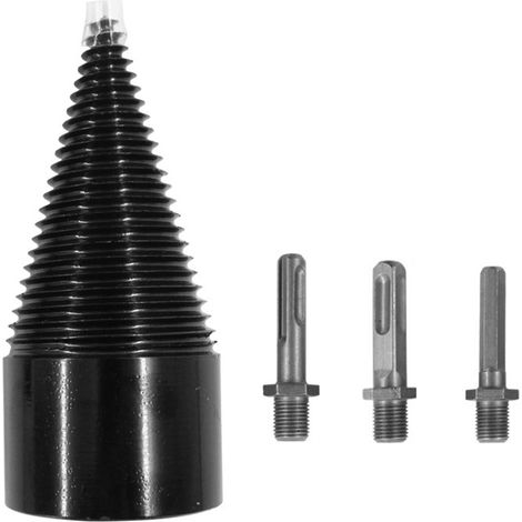Foret fendeur de bois Foret fendeur de bûches de bois de chauffage ,Foret à vis conique robuste 42 mm avec 3 tiges amovibles (rondes, carrées, hexagonales) (1/5)