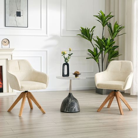 MEUBLIV Chaise de salle à manger 58x46x82 cm beige – pivotante 360°, lot de 2 (1/5)
