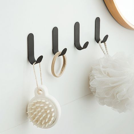 Peinture de cuisson étanche 6 pièces crochet mural adhésif, crochet mural noire en acier inoxydable porte-serviettes adhésif avec boîte pour salle de (1/4)