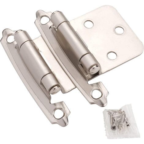 Bisagras de armario en níquel cepillado para puertas de armarios de cocina (1 par - 2 piezas) - Superposición de 1/2 pulgada (variable) (1/5)