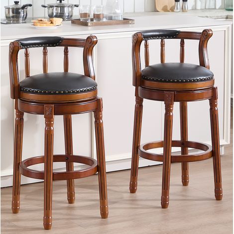 MEUBLIV Taburete de bar 55 x 52 x 96 cm negro, giratorio 360° con respaldo (1/5)