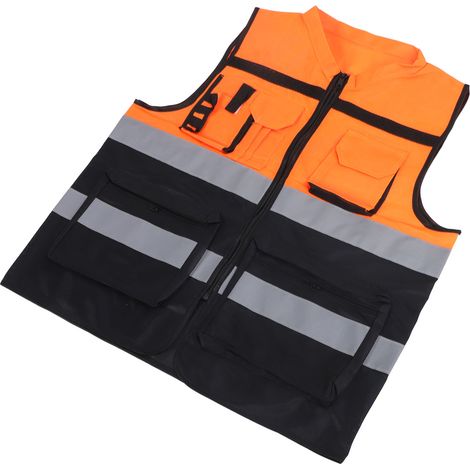 Gilet de sécurité haute visibilité classe 2, bandes réfléchissantes bicolores, pour chantier L (1/5)