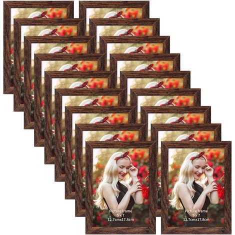 18er Set Bilderrahmen 13x18 cm MDF Wand Tisch Collage Dunkelbraun (1/5)