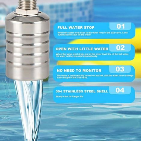 1/2& 34 Vanne à Flotteur Automatique Vanne à Flotteur entièrement en Acier Inoxydable 304 Vanne 4 points entrée d'eau ROBINET (1/5)