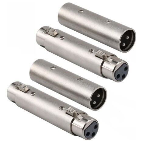 4 Pièces Adaptateur de changeur de genre XLR vers XLR, coupleur de connecteur XLR mâle à mâle/femelle à femelle à 3 broches Compatible avec microphone, mélangeur (1/5)