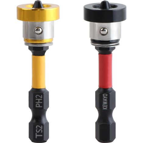 Lot de 2 Embouts PH2 Magnétiques 1/4" pour Placo - Embout Tournevis à Positionnement pour Plâtre et Cloisons Sèches - 50mm (1/5)