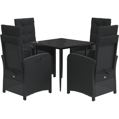 Maison Exclusive - 5-tlg. Garten-Essgruppe mit Kissen Schwarz Pol (1/5)