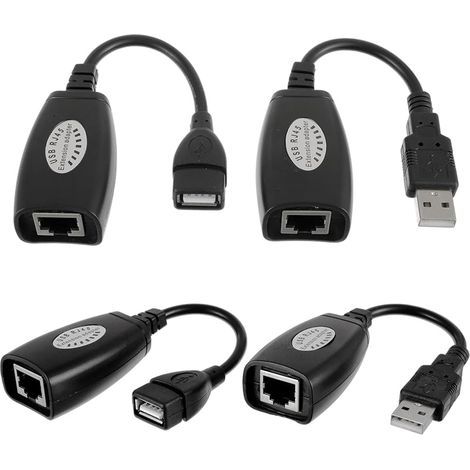 2 Paire USB 2.0 vers Ethernet RJ45, Adaptateur d'extension de connecteur Ethernet pour câble d'extension Cat5e/Cat6, pour s'applique à la Souris, au Clavier, à l'imprimante (1/5)
