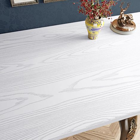Papier Peint Adhesif Mural Bois Blanc Papiers Peints Mur Chambre Papiers Peints Imitation Bois Blanc Papier Adhesif pour Meuble Cuisine Vinyle Adhesif pour Table Plan de Travail 30CM×5M (1/5)
