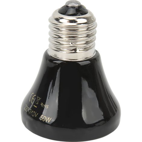 Lampe chauffante en céramique pour reptiles, mini lampe chauffante infrarouge pour amphibiens (lézards, reptiles), 220-240 V, 50 W, noire (1/5)