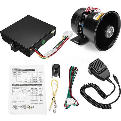 Alarma de advertencia para coche de 400 W, 12 V, 150 dB, con altavoz de bocina potente y 9 sonidos para vehículos universales. (1/5)