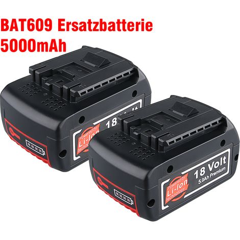 2X 5.0Ah Akku für Bosch 18V Professional GBA GSR GSB BAT618 BAT609 BAT620 BAT621 BAT610G