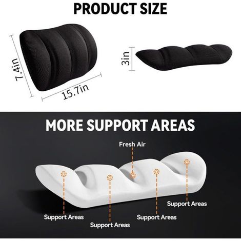 Coussin de Soutien Lombaire pour Chaise de Bureau et Voiture, Soutien Dorsal pour Chaise de Bureau, Sangles Réglables pour un (1/5)