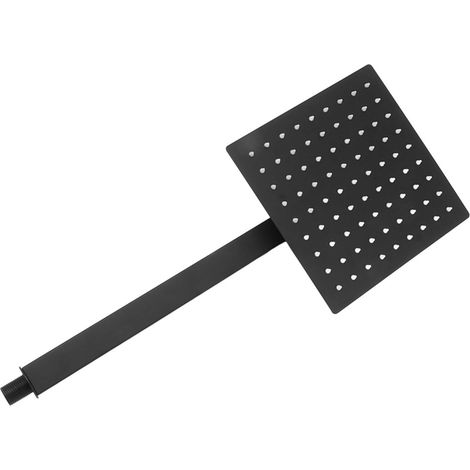 Ensemble de douche avec pommeau de douche effet pluie, carré, mitigeur monocommande, mural, pour salle de bain, noir (1/5)