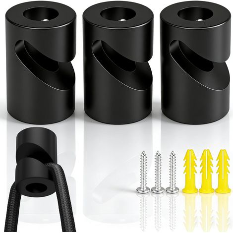 3Pcs Supports de Câbles en Saillie, Support Mural et Plafonnier pour Câbles Jusqu à 7 mm, Broches Plafond Décentralisateurs pour DIY, Crochet de Plafond à Descente Verticale avec Vis (1/5)
