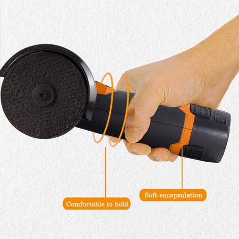 Kit de meuleuse d'angle à brosse sans fil 12 V, disque de meulage 3 pouces/76 mm, outil léger avec 2 batteries lithium-ion 1300 mAh et chargeur, position ergonomique du bouton pour réduire la pression (1/5)