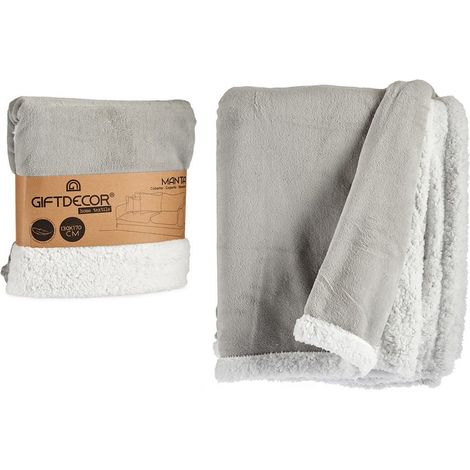 Coperta in Pile Grigio chiaro Bianco (130 x 170 cm)