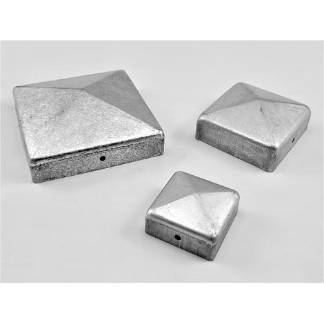 Lot de 3 Capuchons Carrés Métal Galvanisé 60x60mm - Protection Poteaux Clôture - Finition Biseautée Sans Soudure - Usage Extérieur (1/3)