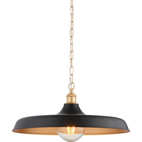 Merano Afragola Plafonnier suspendu Dome noir mat, peinture or satiné (1/5)