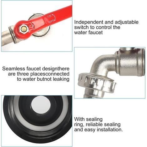 IBC-Tankadapter, 1/2-Zoll-Gewindeanschluss, Wasserhahn, Regenwassernutzungsventil, Auslassschlauch (1/3)