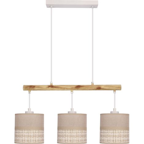 Suspension déco blanche, abat-jour beige 3xE27 Izotto (1/2)