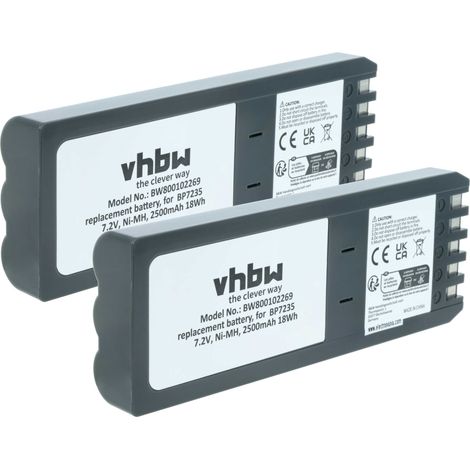 vhbw 2x Batterie remplacement pour Fluke BP7235, 668225, 116-066 pour (2500mAh, 7,2V, NiMH)