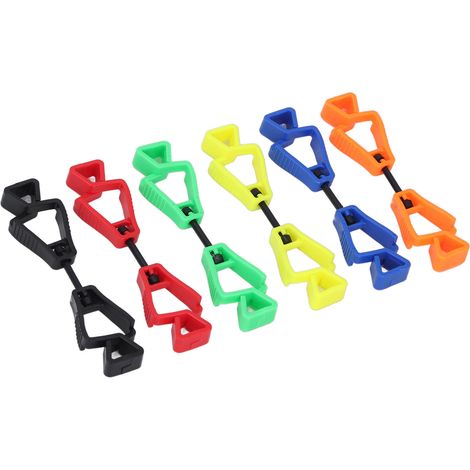 Lot de 6 pinces à gants légères en plastique, anti-perte, pour les travailleurs en extérieur (entretien, construction, nettoyage). (1/5)