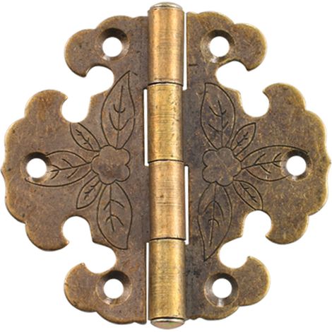 Lot de 4 charnières anciennes - charnières décoratives - mini charnières vintage - charnières de porte - charnières vintage en bronze (1/4)