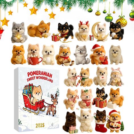 Calendrier de l'Avent avec compte à rebours, décoration de Noël 2D en acrylique – Calendrier de l'Avent de 24 jours avec motif chien, pour hommes, femmes, adolescents, familles et amis (1/5)