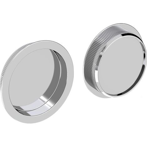 Slid'Up By Mantion – Lot de 2 poignées à encastrer rondes Ø 57 mm – Acier finition chromé – Encastrement Ø 48 mm pour portes coulissantes 25 mm