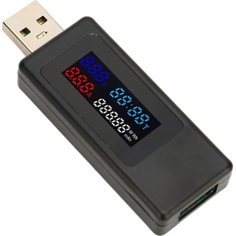 Multimètre USB 6 en 1 avec écran couleur : mesureur de puissance, voltmètre et ampèremètre, minuterie, capacité, moniteur de batterie et fonction ampèremètre. (1/5)